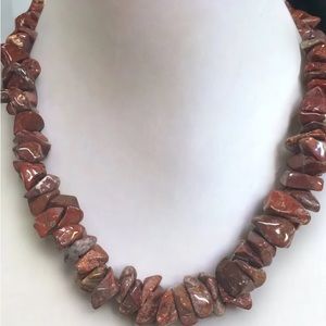 Red Canadian Polished Jasper Stone Bold Heavy Beads Necklace, Cool Statement